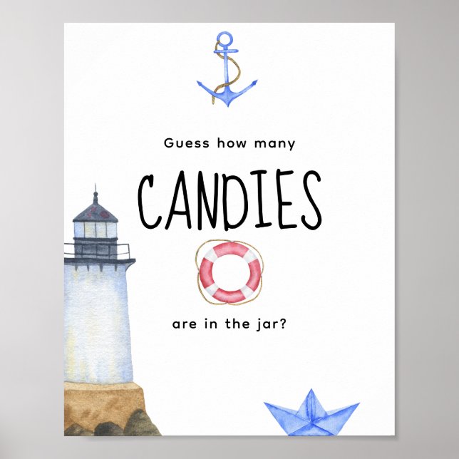 Poster Aquarelle - Combien de bonbons (Devant)