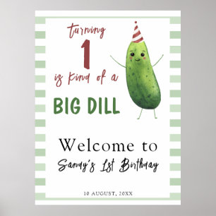 Poster Aquarelle Concombre Big Dill Accueil d'anniversair