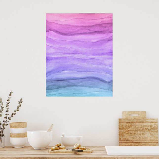 Poster Aquarelle Couches Ombres violettes Art Abstrait (Cuisine)