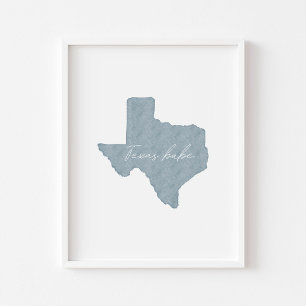Poster Aquarelle couleur boho bleu Texas babe print