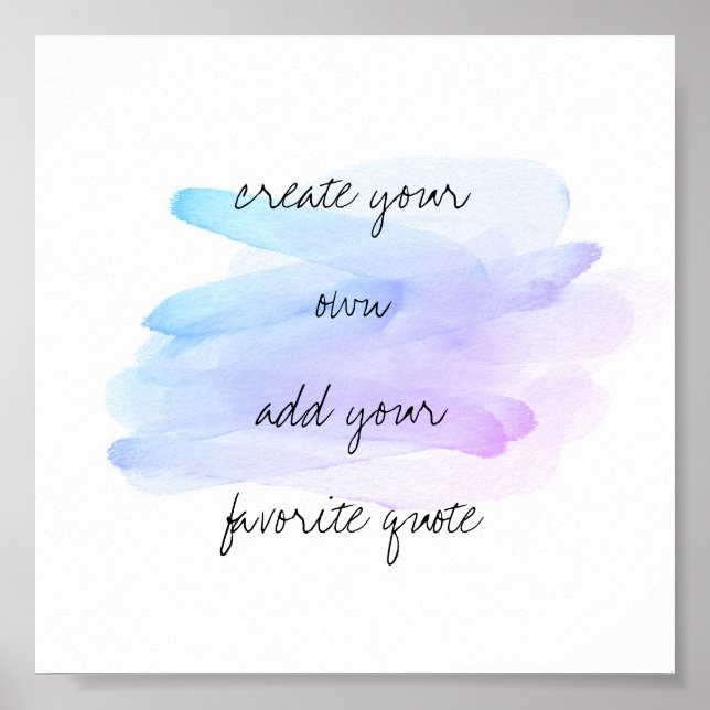 poster aquarelle créer votre propre devis art mur (Devant)