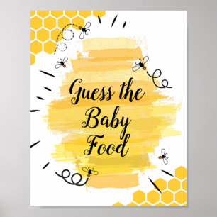 Poster Aquarelle d'abeille Guess the Baby Food Sign