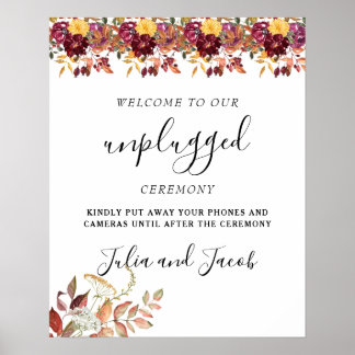 Poster Aquarelle d'automne Floral Mariage Unplugged Affic