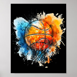 Poster Aquarelle de basket-ball Dessin coloré Basket-ball