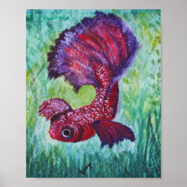 Poster Aquarelle de Betta fish (Devant)