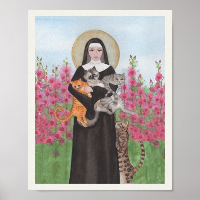 Poster Aquarelle de chat Perse Noir Aqua Vase (Devant)