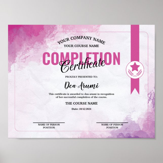 Poster Aquarelle de fin de certificat (Devant)