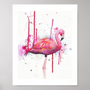 Poster aquarelle de flamant