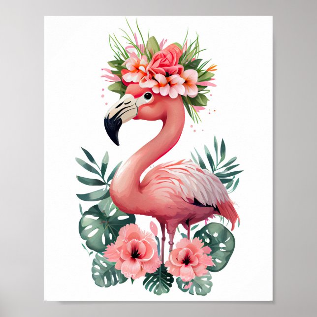 Poster aquarelle de flamingo minimale (Devant)