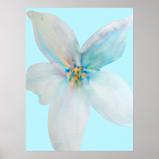 Poster Aquarelle de fleur pastel blanc (Devant)