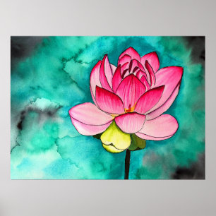 Poster Aquarelle de fleurs roses