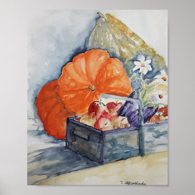 Poster Aquarelle de fruit d'automne (Devant)
