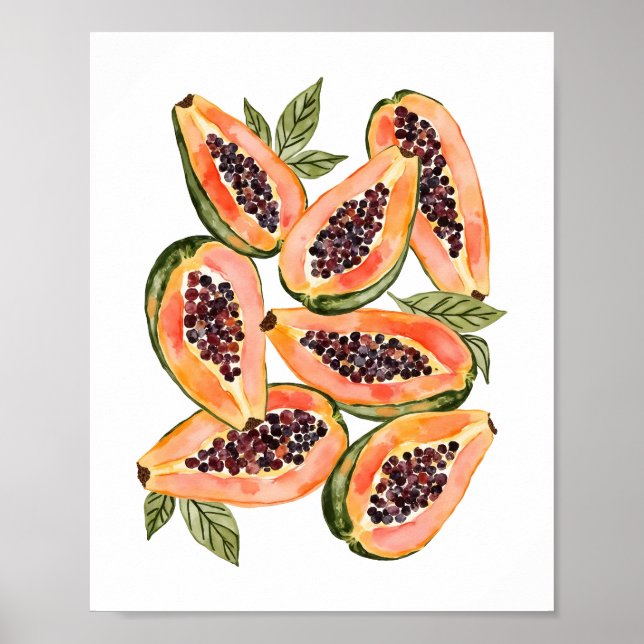 Poster Aquarelle de fruits de papaye (Devant)