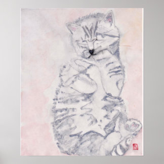 Poster Aquarelle de Kitten par Karen Poppy - Imprimer (Ma