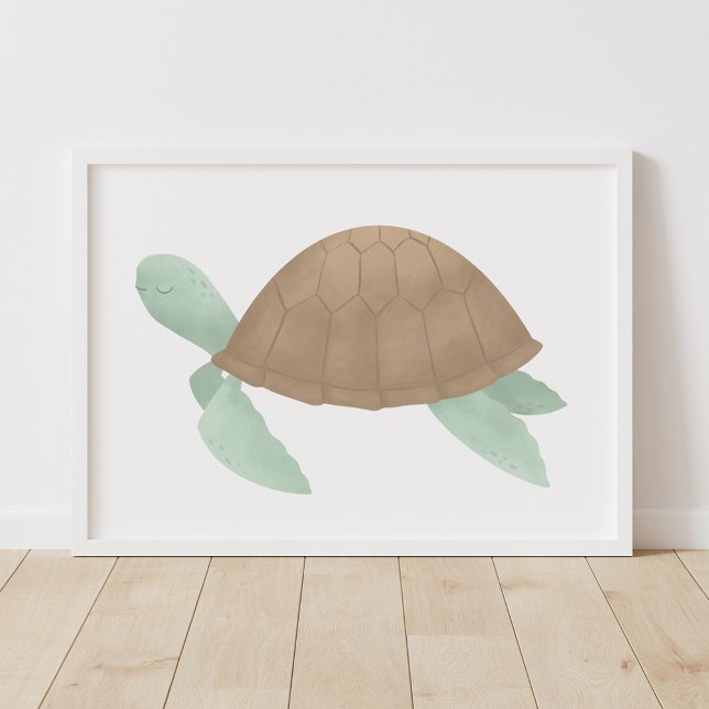 Poster Aquarelle de la tortue de mer Décor de pépinière d (Créateur téléchargé)
