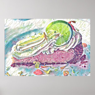 Poster Aquarelle de la tourte de citron vert de Key West,
