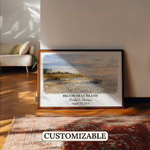 Poster Aquarelle de l'île de Hilton Head en Caroline du S