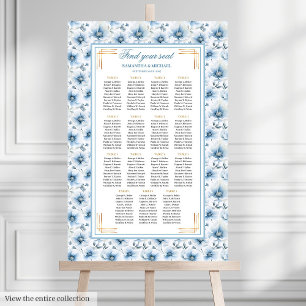 Poster Aquarelle de luxe Pastel Bleu Or Plat