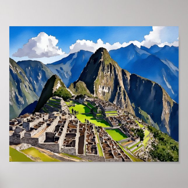 Poster Aquarelle de Machu Picchu Pérou (Devant)