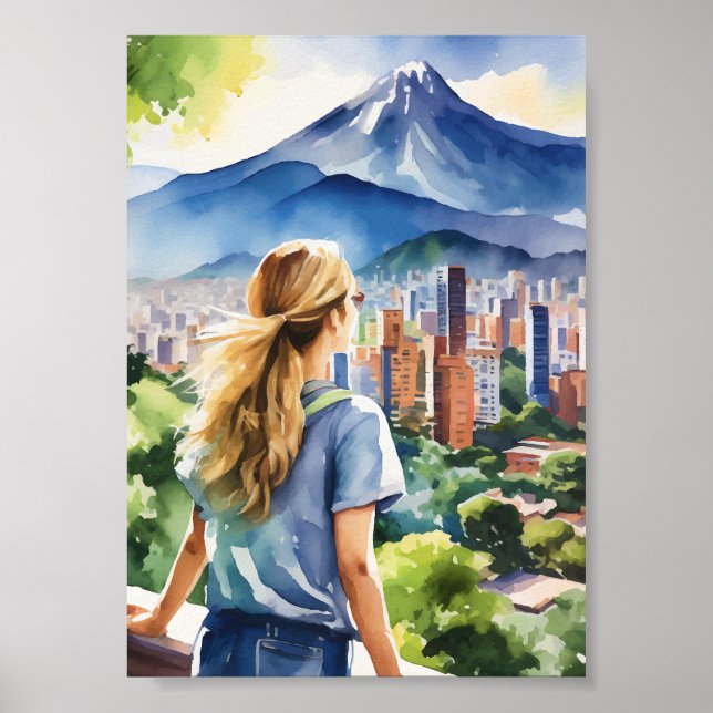 Poster Aquarelle de Medellin Colombie (Devant)