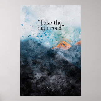 Poster aquarelle de montagne peinture inspirante citation