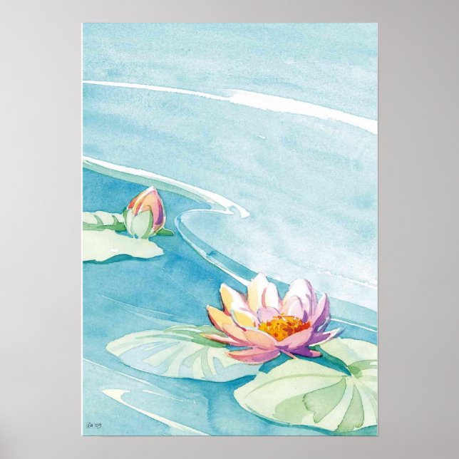 Poster aquarelle de nénuphar (Devant)