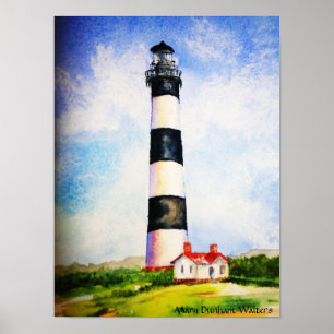 Poster Aquarelle de phare de Bodie par Mary Dunham Walter