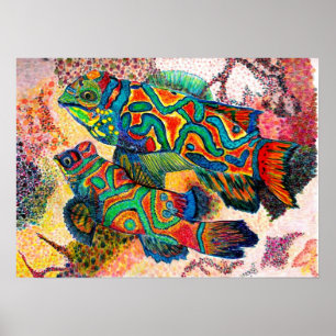 Poster Aquarelle de poisson mandarin
