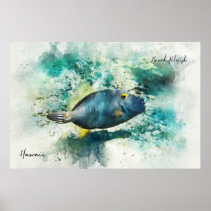 Poster Aquarelle de poisson tropical hawaïen - poisson de