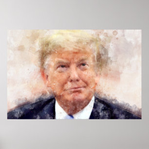 Poster Aquarelle de portrait souriant Donald Trump