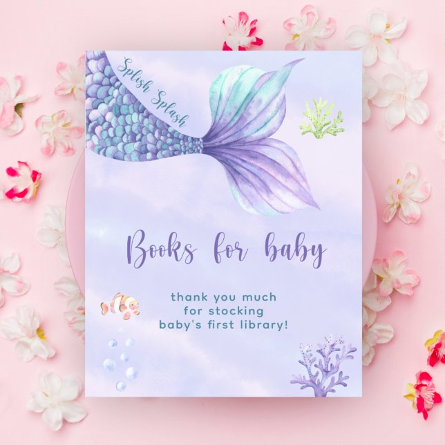 Poster Aquarelle de sirène - Livres pour bébé (Créateur téléchargé)