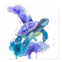 Aquarelle de tortue colorée Art - Spirit Animal Po