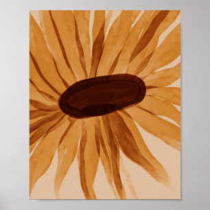 Poster Aquarelle de tournesol jaune or rustique