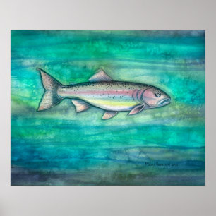 Poster Aquarelle de truite arc-en-ciel Imprimer par Molly