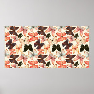 Poster Aquarelle dessinée à la main sans couture motif 