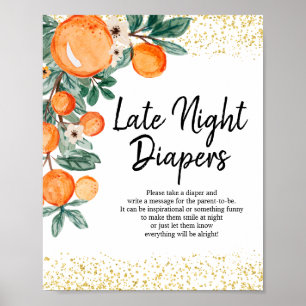 Poster Aquarelle d'été orange Diapositives de nuit tardiv