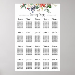 Poster Aquarelle d'hiver Mariage floral assis par table
