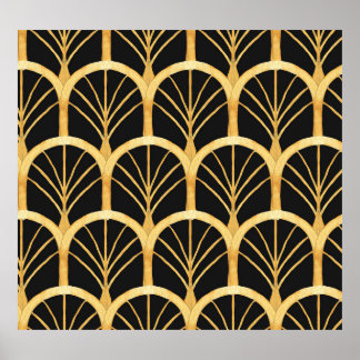 Poster Aquarelle d'impression or dessinée à la main