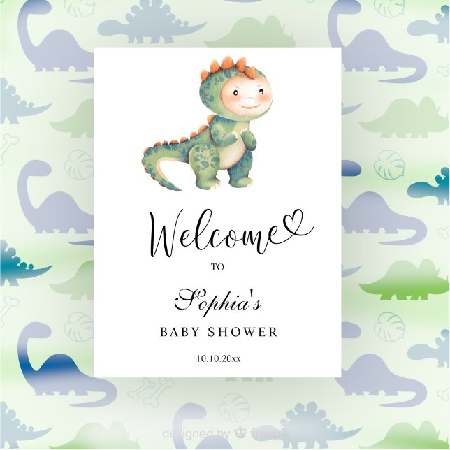 Poster Aquarelle Dinosaur - baby shower de bienvenue (Créateur téléchargé)