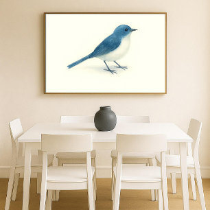 Poster Aquarelle d'Oiseau bleu