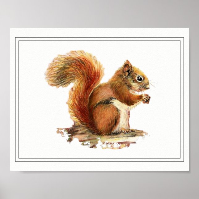 Poster Aquarelle d'origine Arbre rouge (Devant)