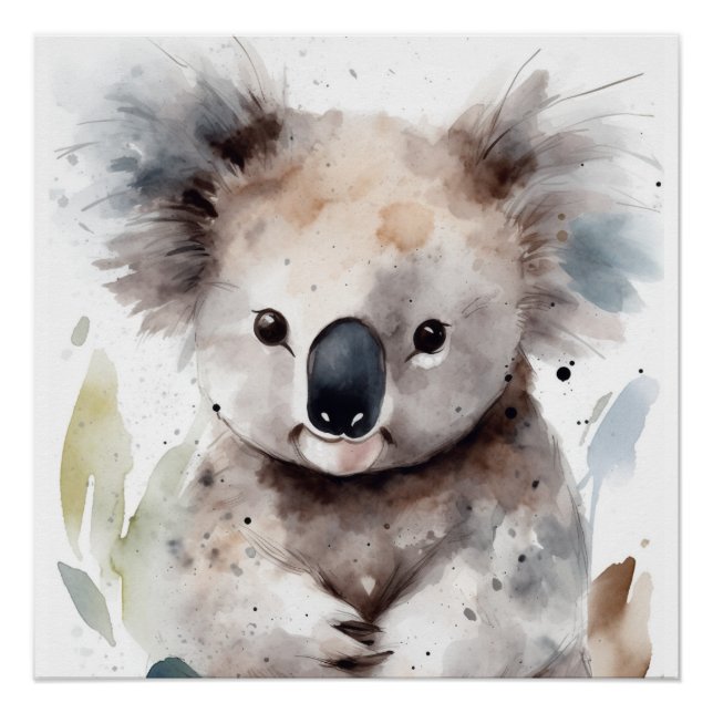 Poster Aquarelle douce Koala Wall Art (Devant)