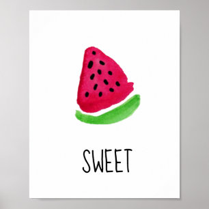 Poster Aquarelle douce pastèque Décor maison