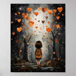 Poster Aquarelle douce Petite fille Illustration Whimsica