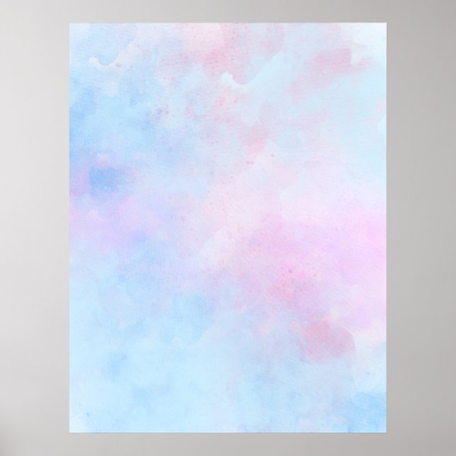 Poster Aquarelle Dreamy bleu rose (Devant)