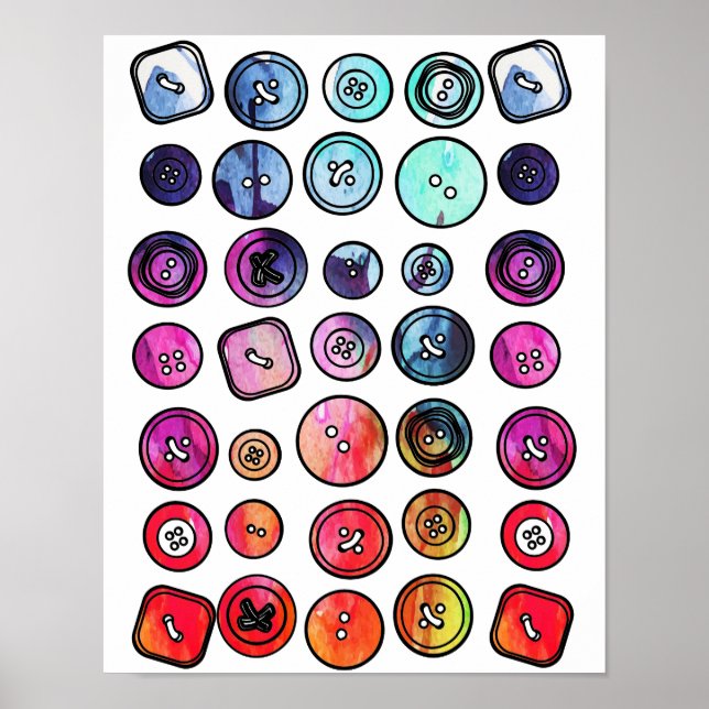 Poster Aquarelle du bouton de l'artisanat (Devant)