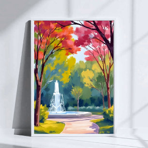 Poster Aquarelle du feuillage d'automne du parc d'automne