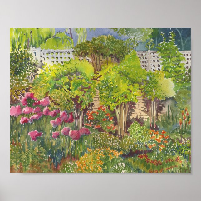 Poster Aquarelle du jardin de Jane Austen Imprimer (Devant)