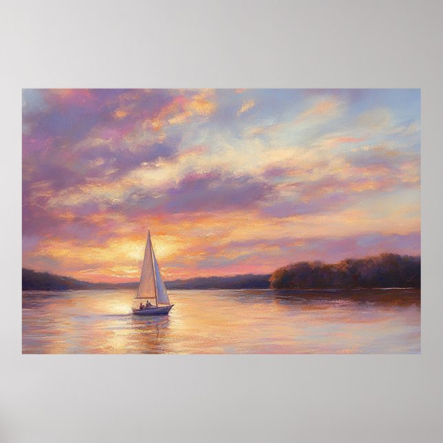 Poster Aquarelle du lac des Ozarks Sunset (Devant)