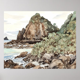 Poster Aquarelle du parc national des Samoa américaines